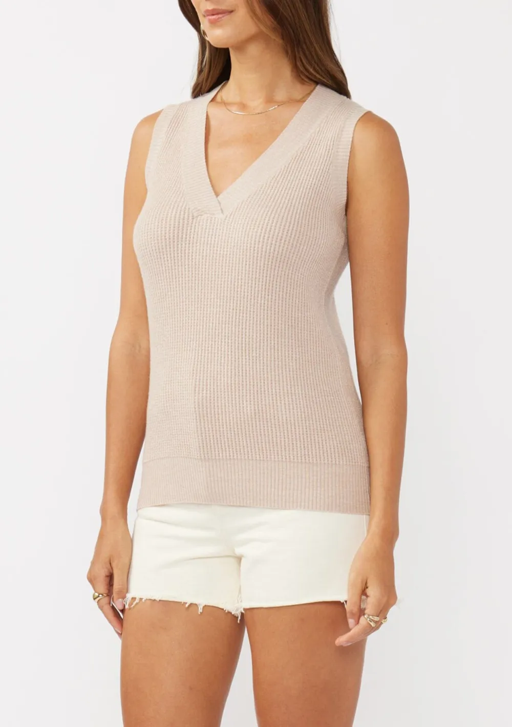 Waffle Knit V-Neck Tank