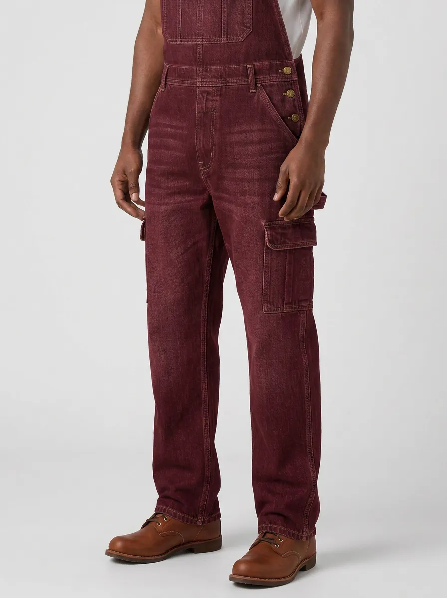 Men's Casual Workwear Denim Cargo Bib Overalls
