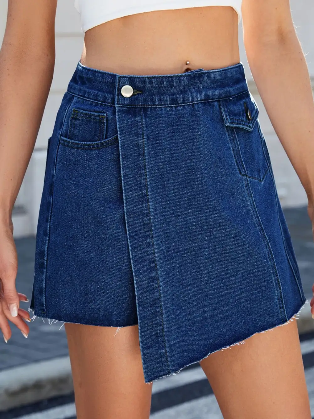 Denim Frayed Skort