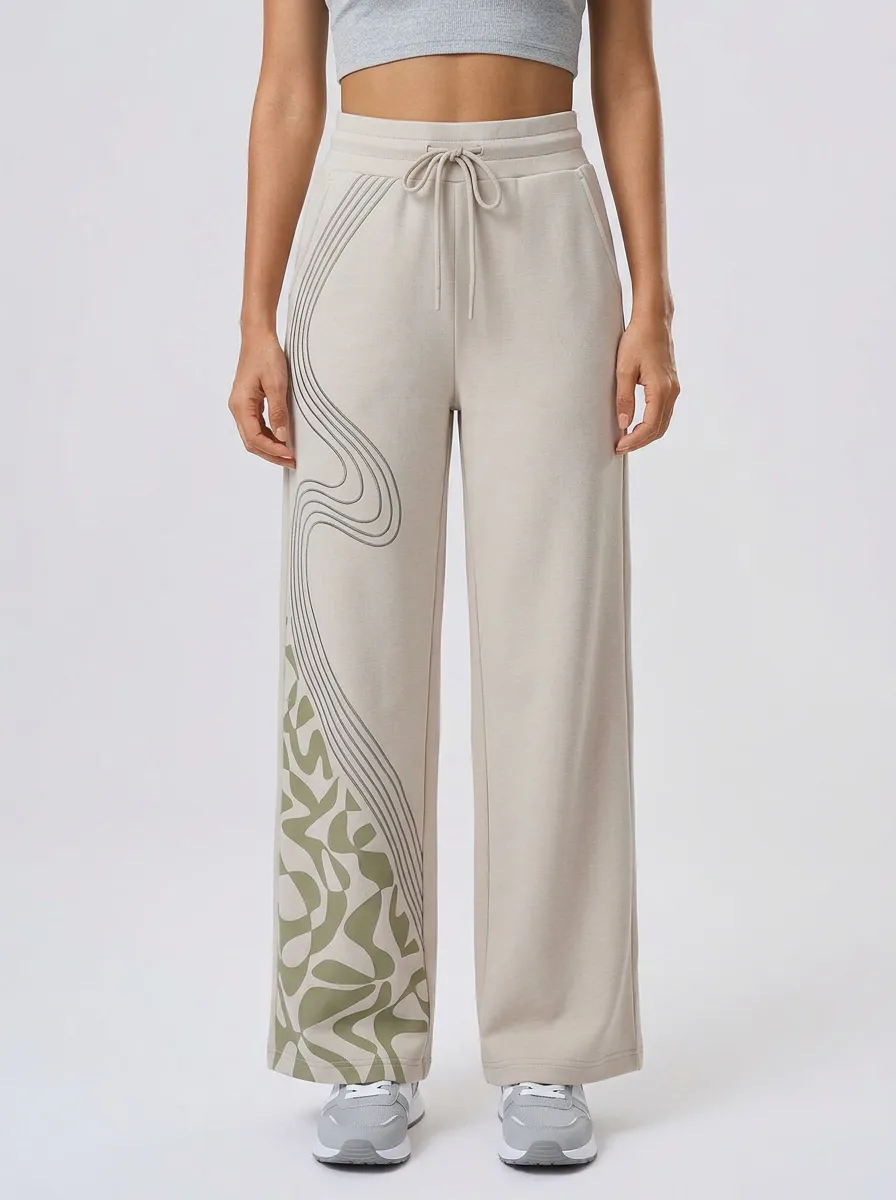 Women's Abstract Wave Pattern Graphic Wide Leg Sweatpants