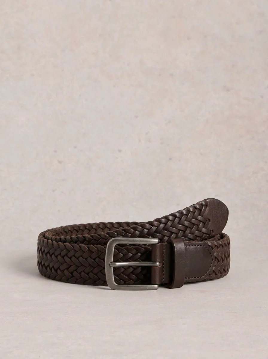 Men's Heritage Casual Brown Woven Leather Belt