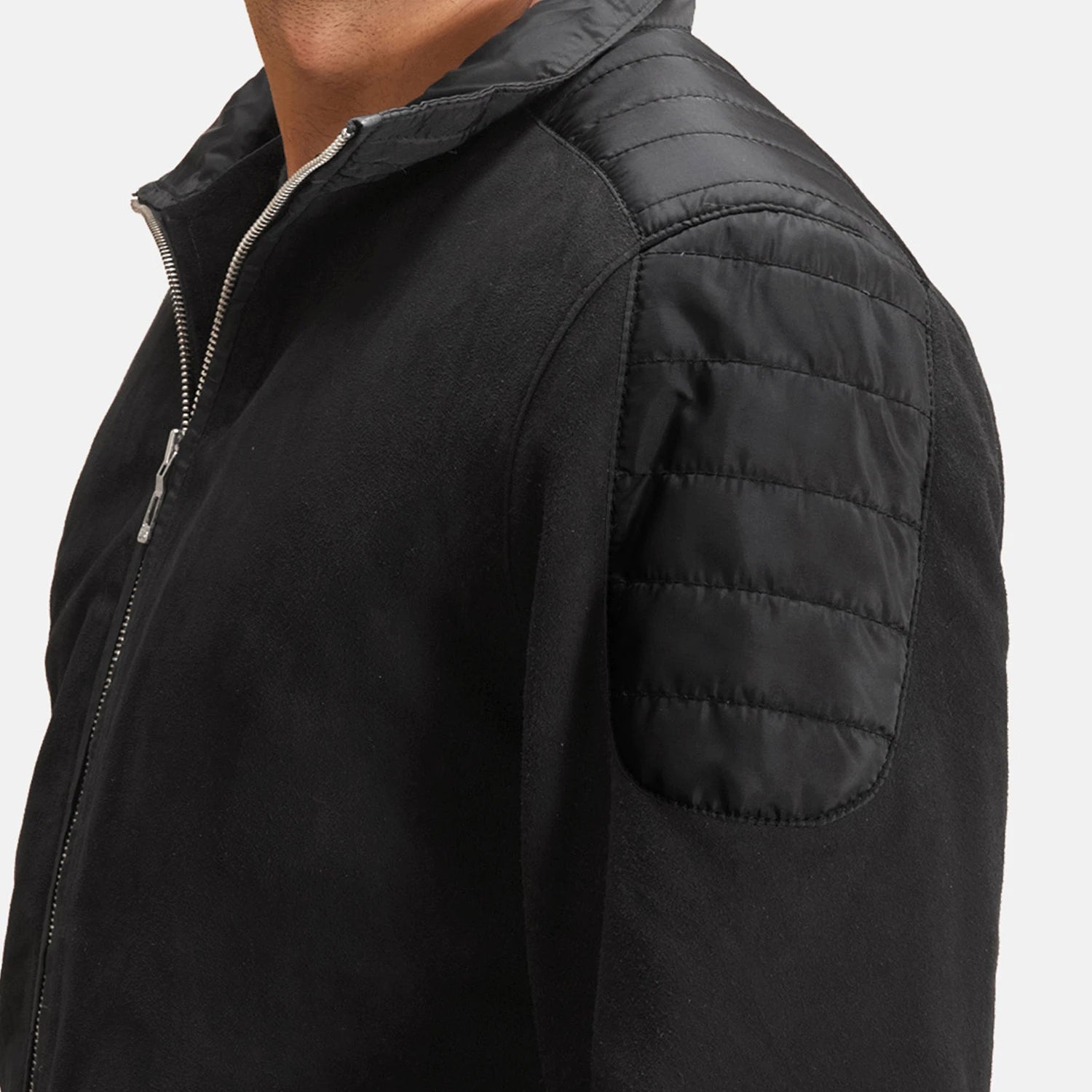 Men's Structured Bomber Suede Jacket