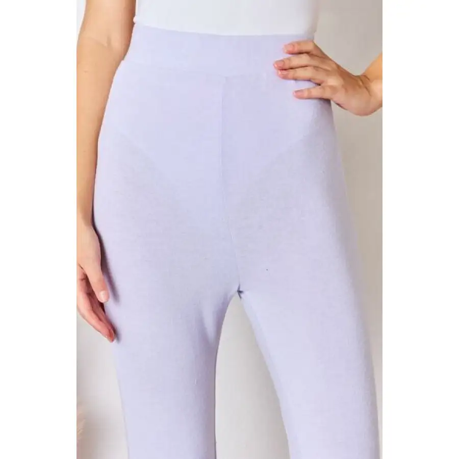 Full Size High Waist Ultra Soft Knit Flare Pants