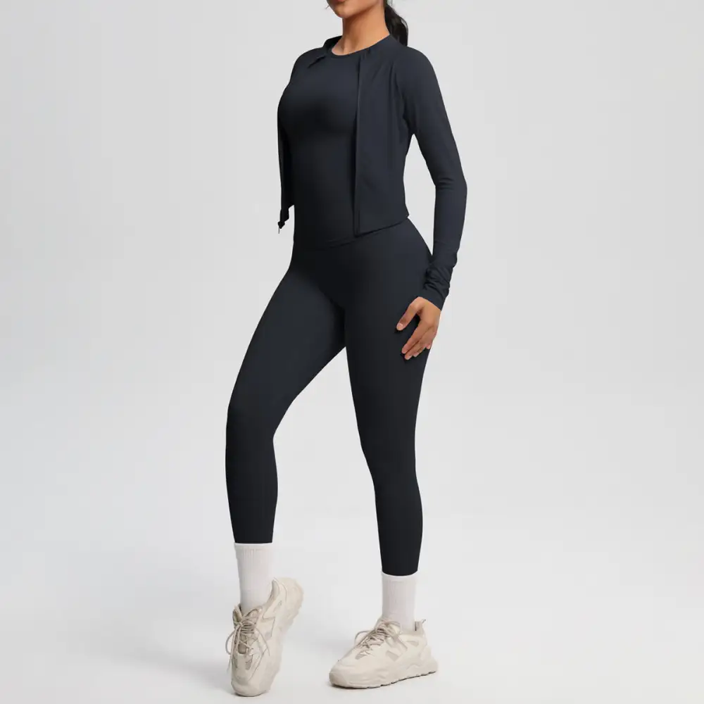 Short-Sleeve Quick-Dry Jacket, Top and Leggings Active Set
