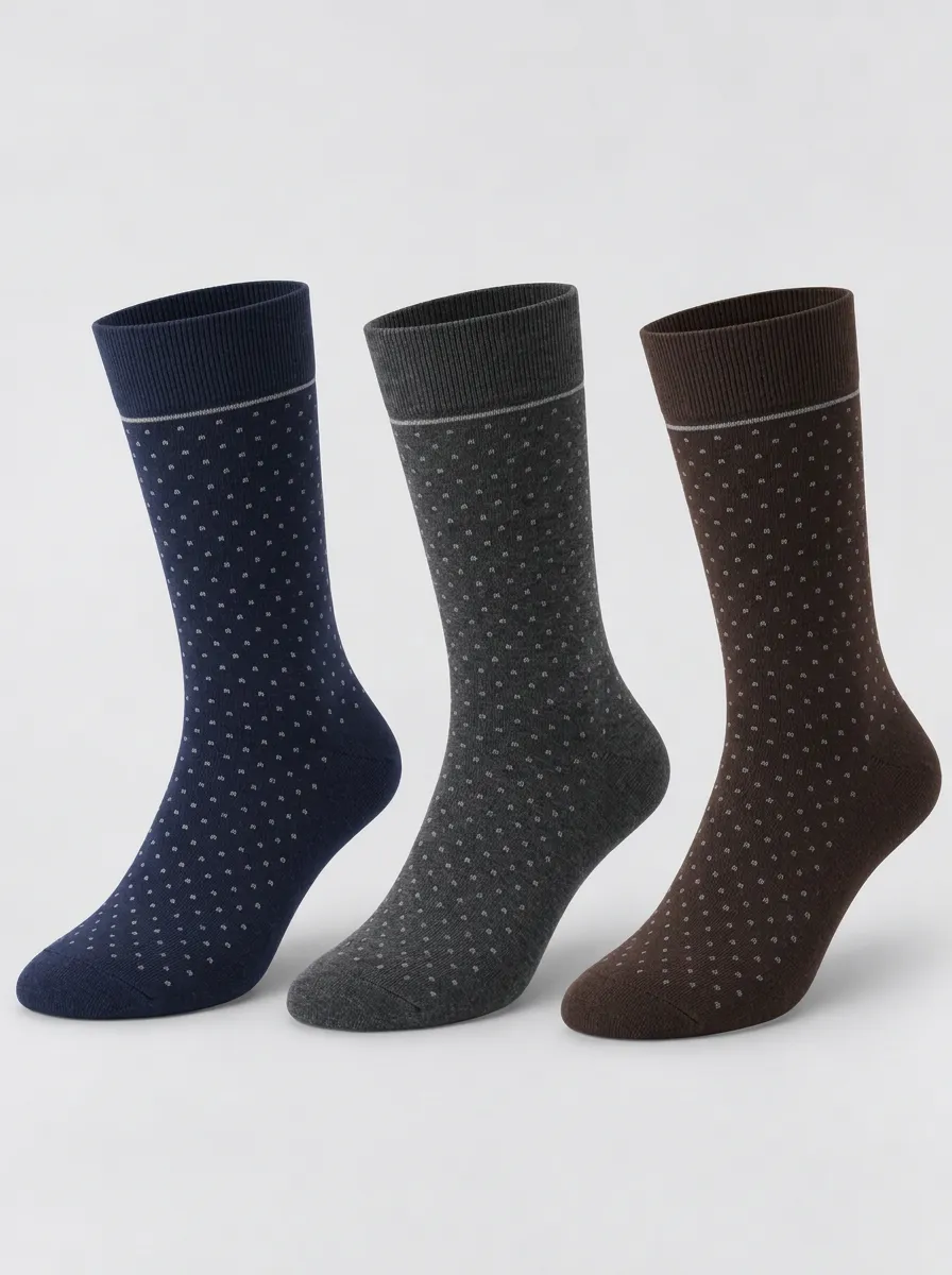 Men's Polka Dot Business Crew Socks 3-Pack