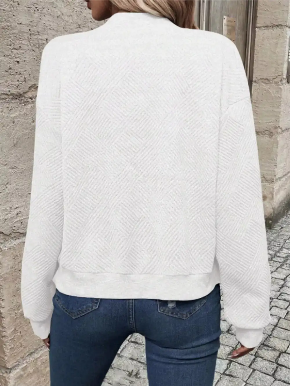 Textured Knit Zip-up Bomber Jacket