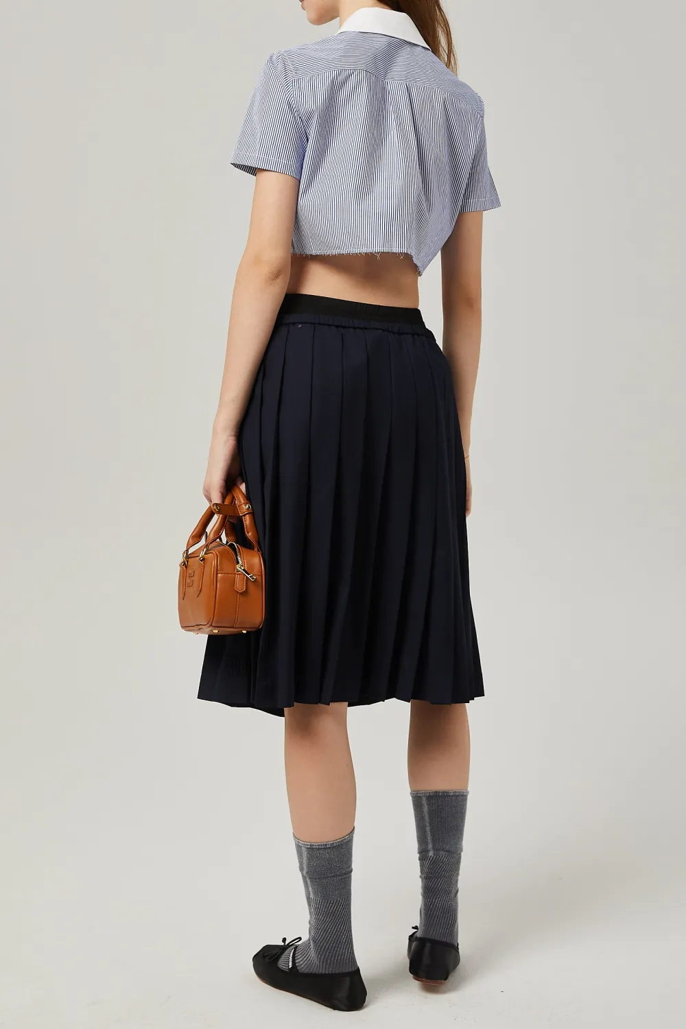 Pleated A Line Midi Skirt