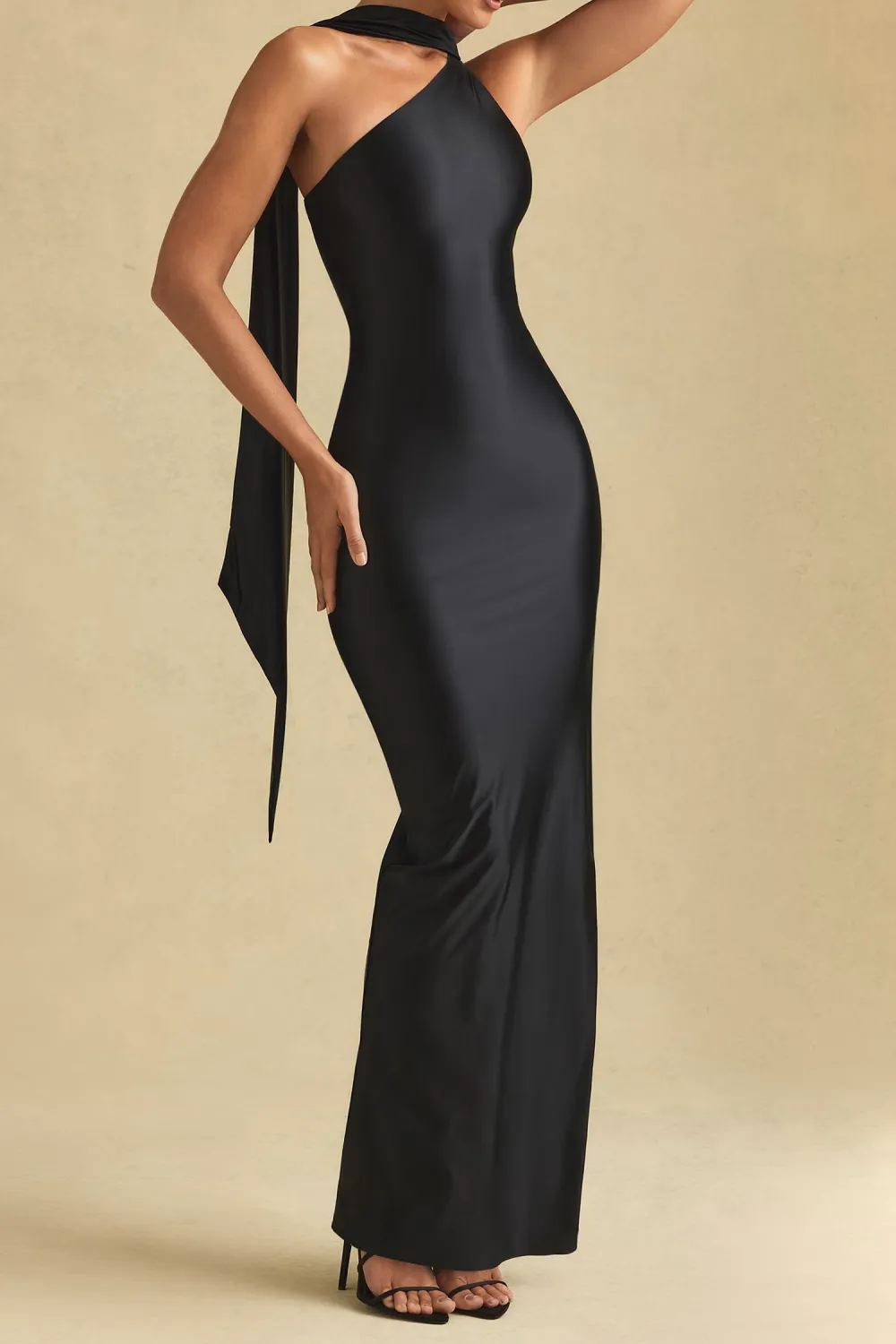 Elegant High-Shine Satin Long Dress For Women