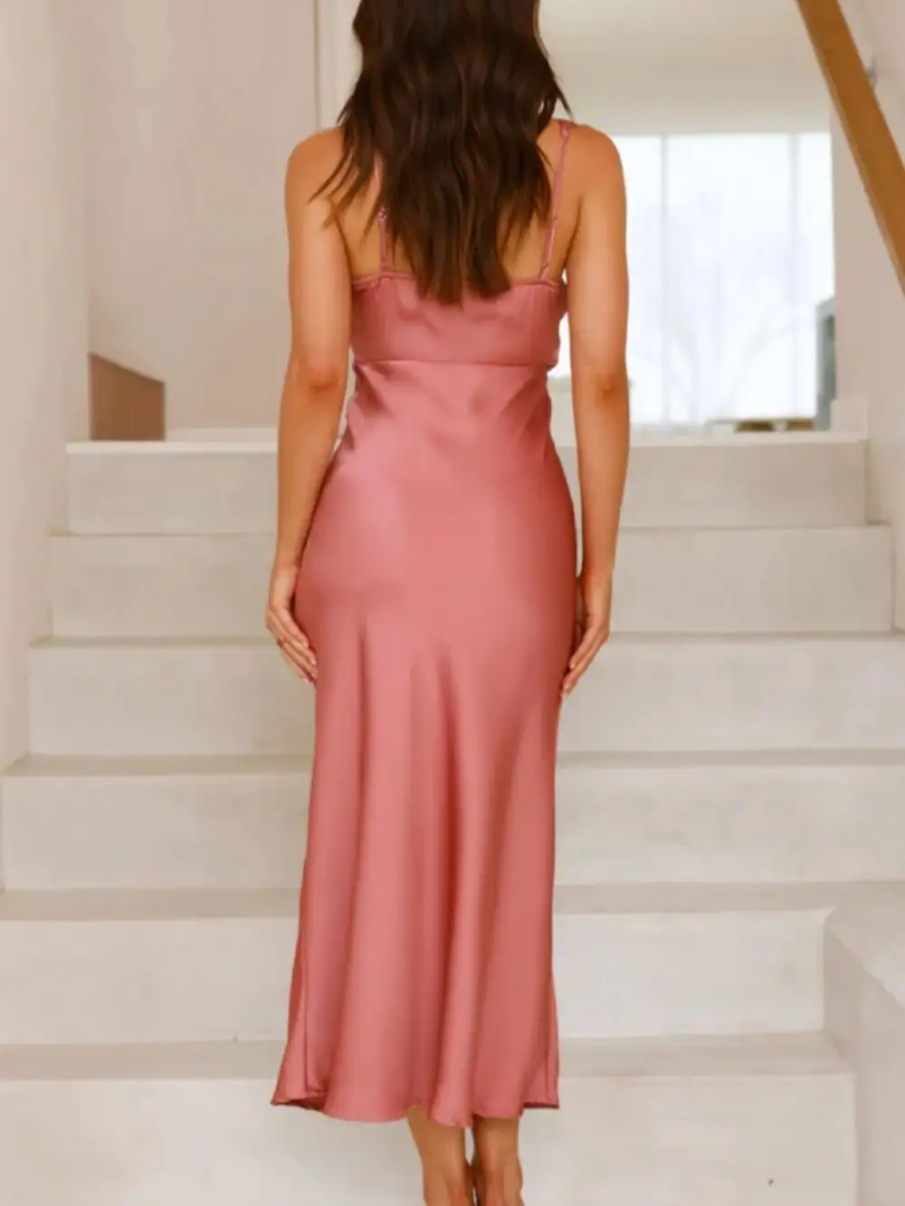 Balanced Detail Satin Midi Dress