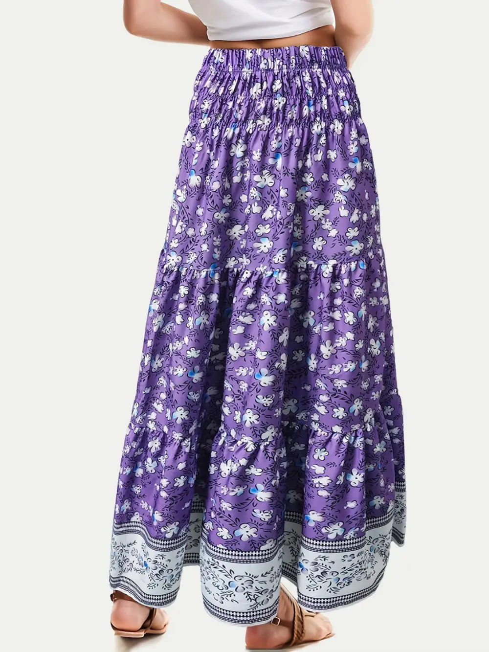 Full Size Tiered Printed Skort