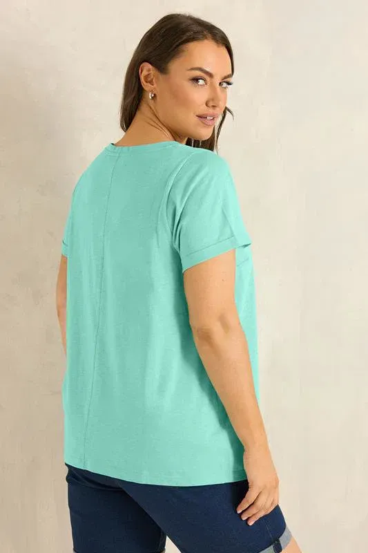 Turquoise Blue Cotton T-Shirt