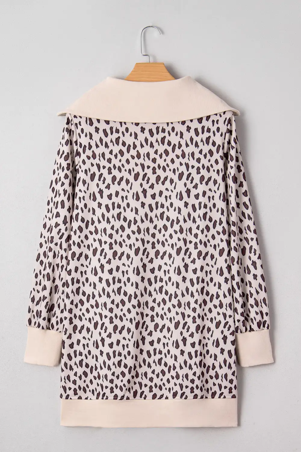 Textured Detail Animal Print Patchwork Zip Front Mini Dress