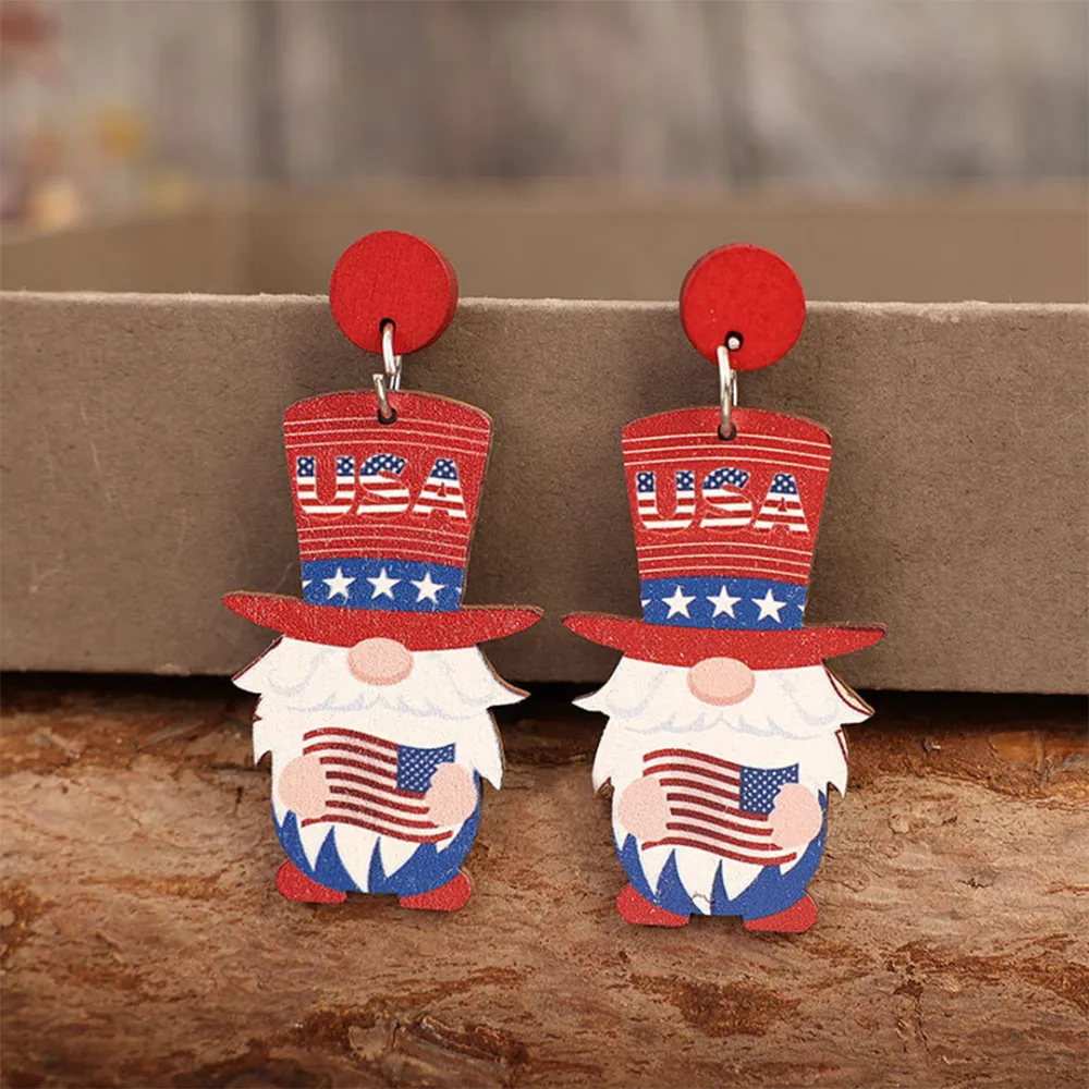Wooden Gnome Shape Drop Earrings