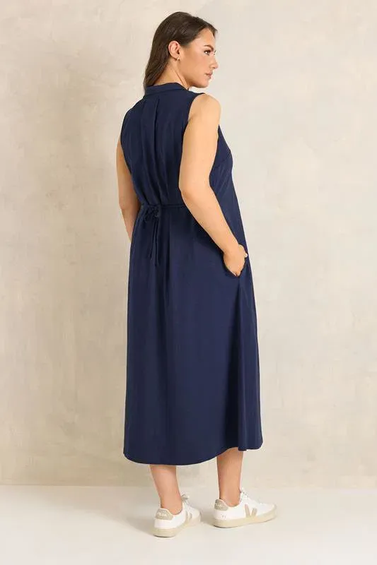 Navy Blue Henley Maxi Dress