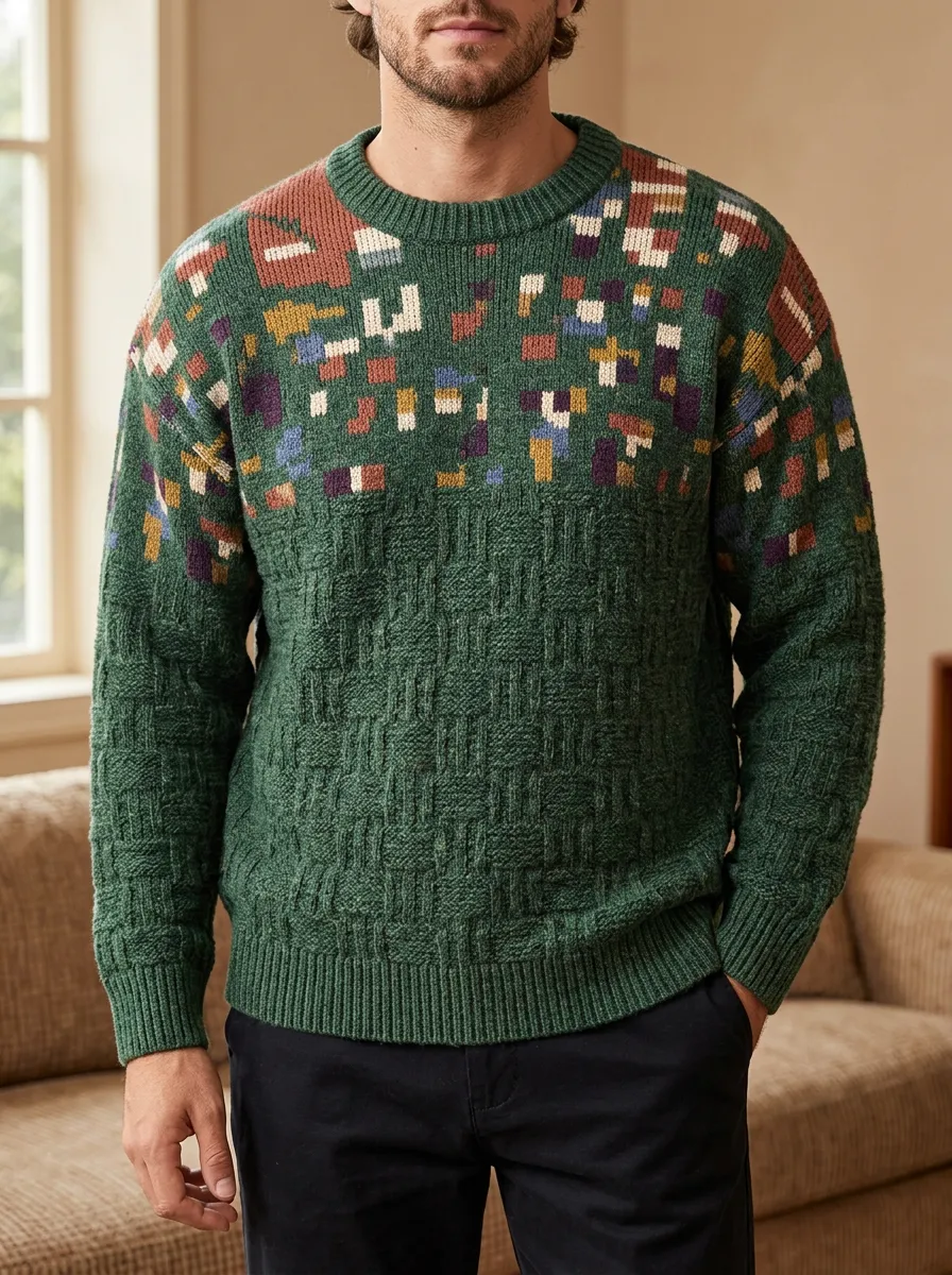 Men's Geometric Mosaic Sweater