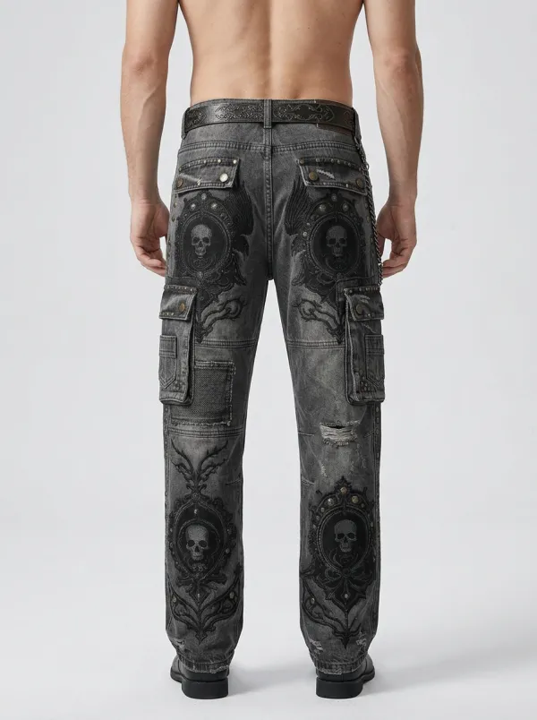 Shadow Skull Raven Style Men's Gothic Cargo Pants