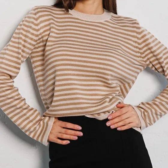 Women's Striped Round-Neck Sweater