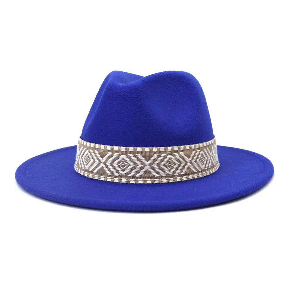 Belt Retro Flat Fedora Hat