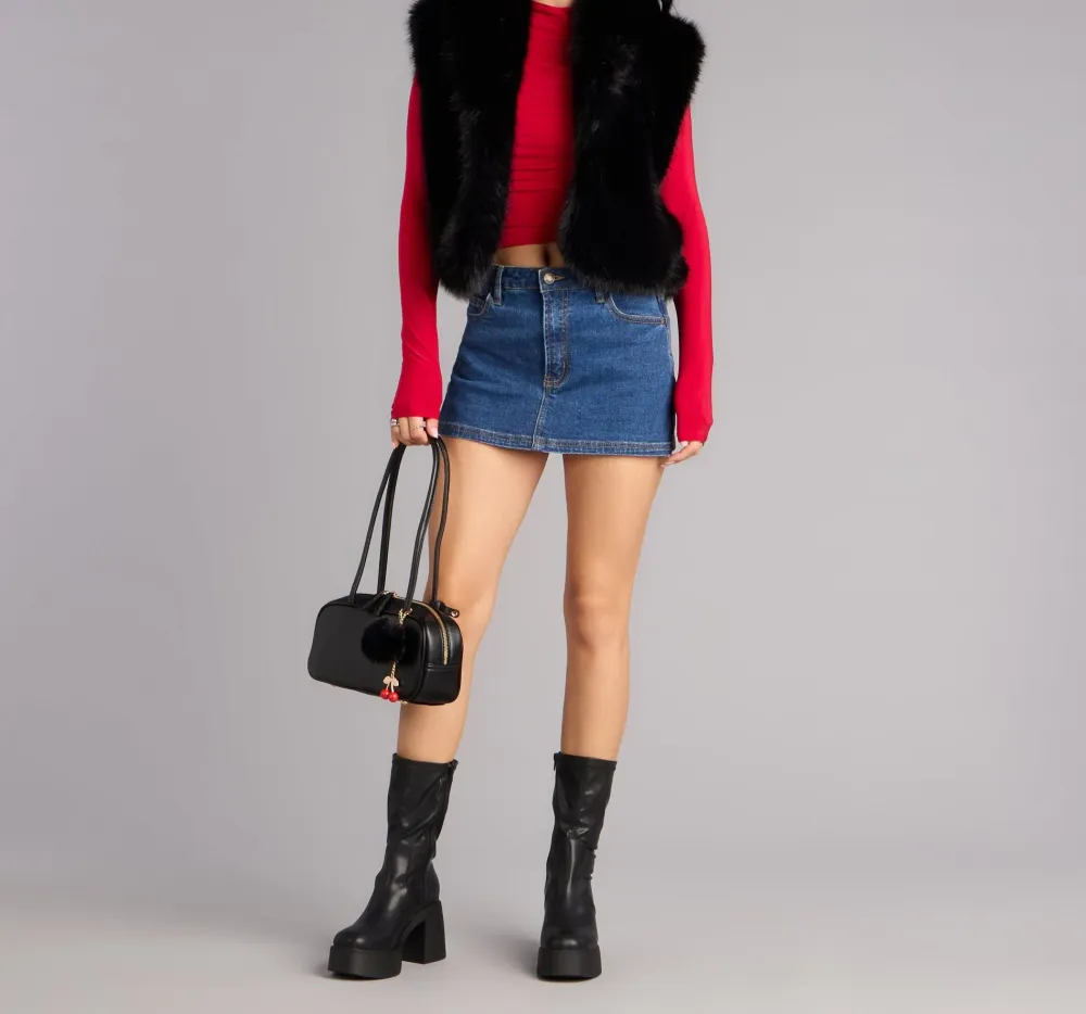 Mock-Neck Long-Sleeve Cropped Top