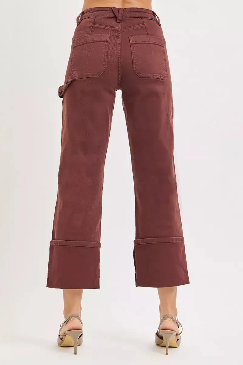 High-Rise Relaxed Cropped Washed Wide Straight Jeans