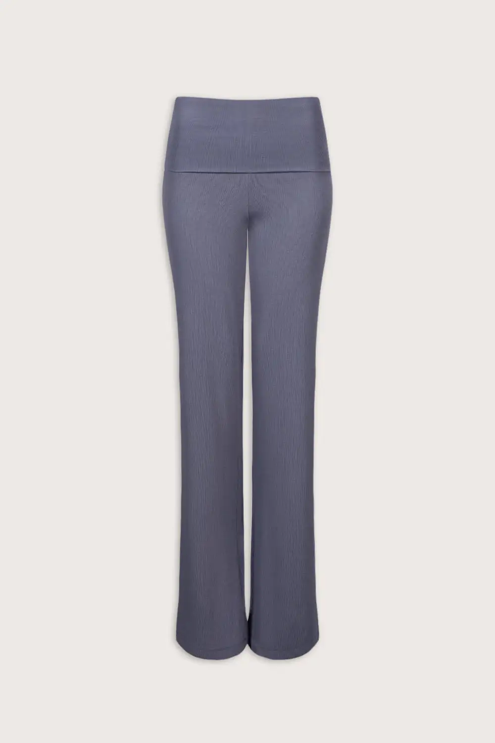 Ribbed Flare Fold Waist Trousers