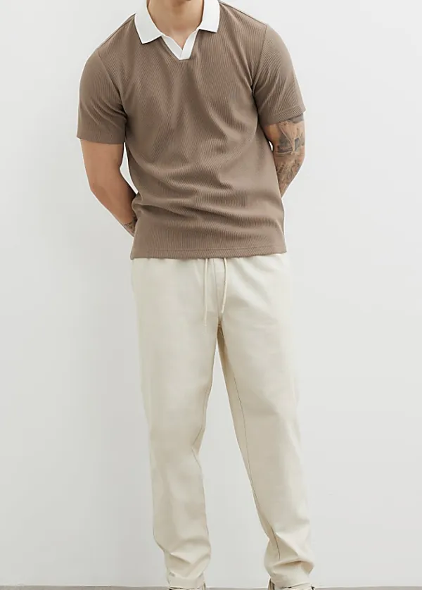 Men's Fashion Slim Fit Brown Polo Shirt Short Sleeves