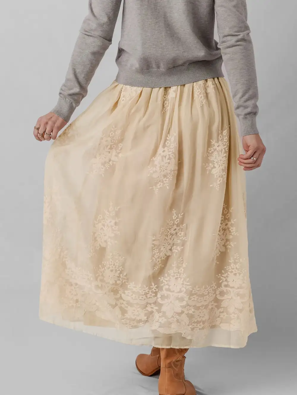 Textured Lace Mesh Skirt