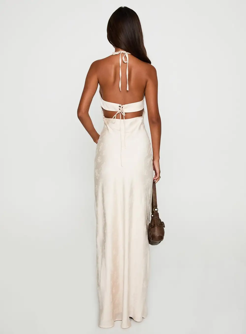 Textured Finish Halter Maxi Dress