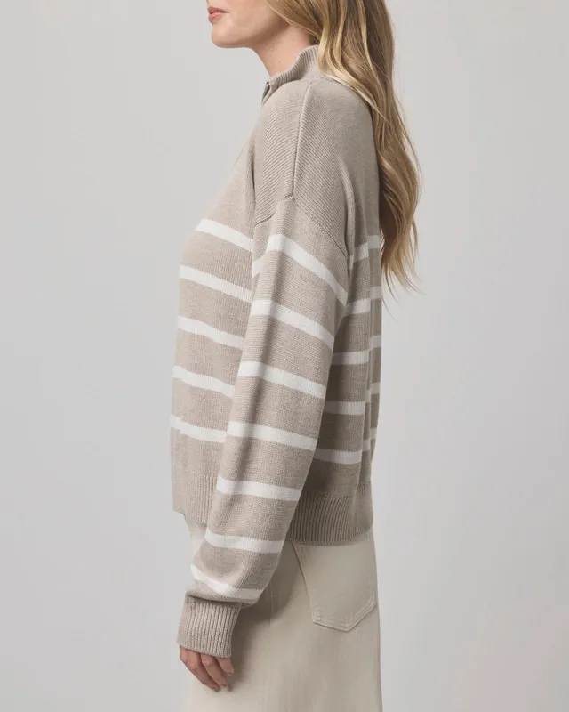 Stripe Quarter Zip Sweater