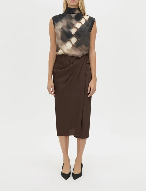 Espresso Wrap Midi Skirt