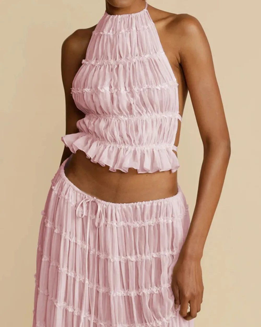 Pleated Back Halter Tank Set