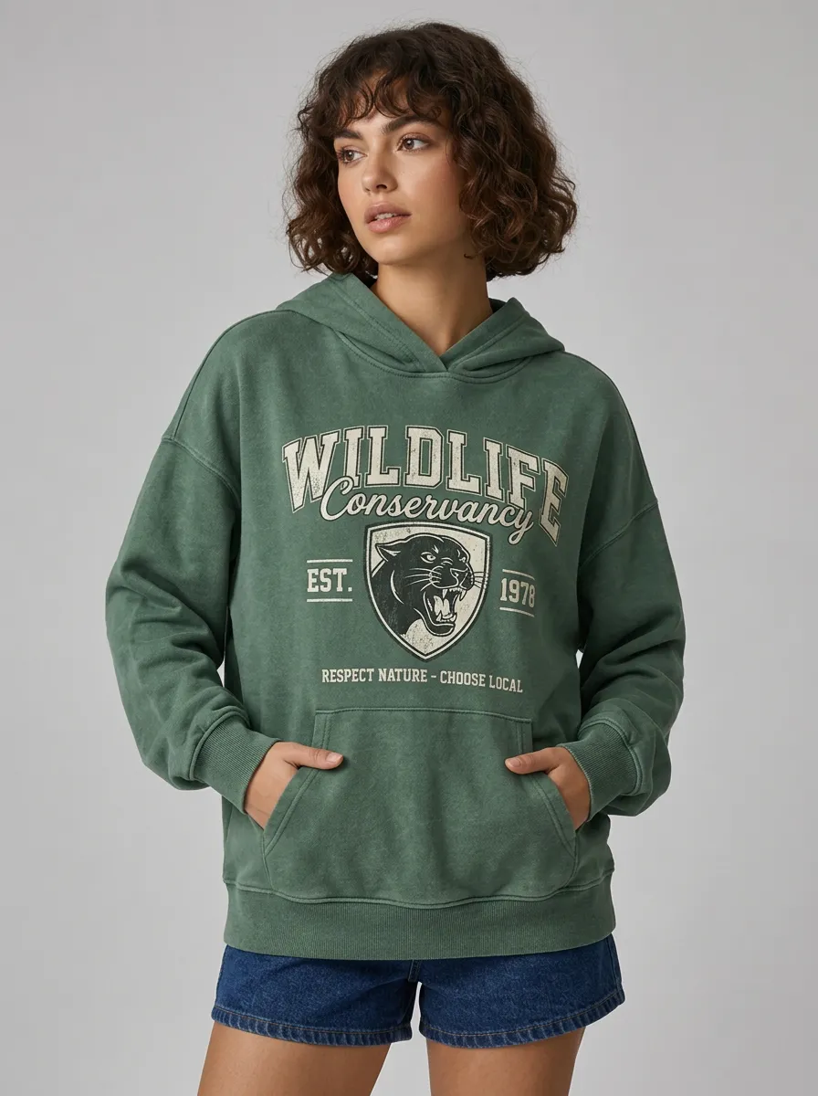 Women's Wildlife Conservancy Panther Graphic Printed Hoodie