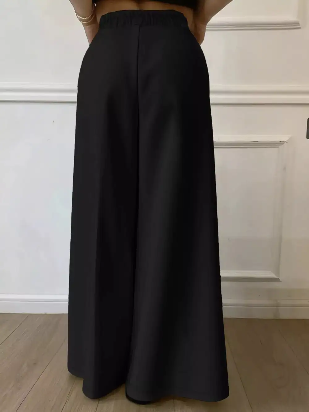 Wide Leg Elastic Waist Drawstring Pocketed Pants