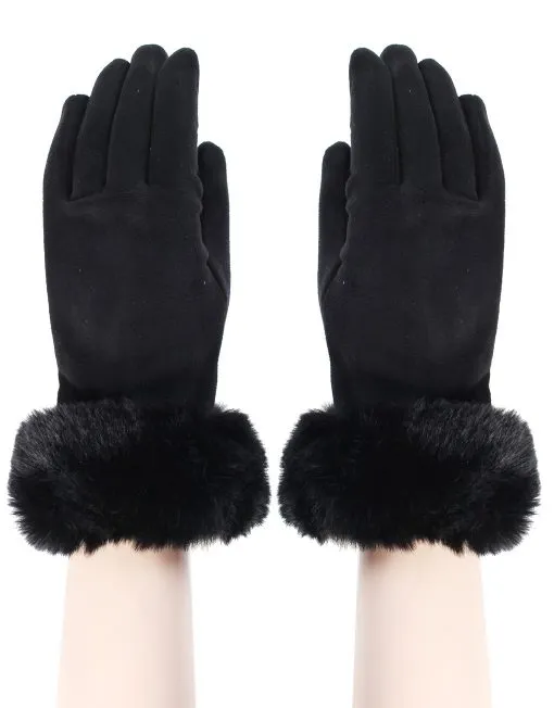 Classic Faux Fur Trim Gloves