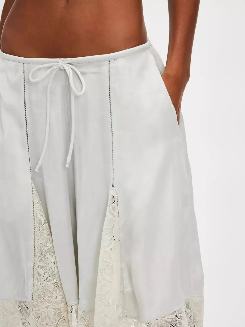 Refined Lace-Trim Casual Shorts