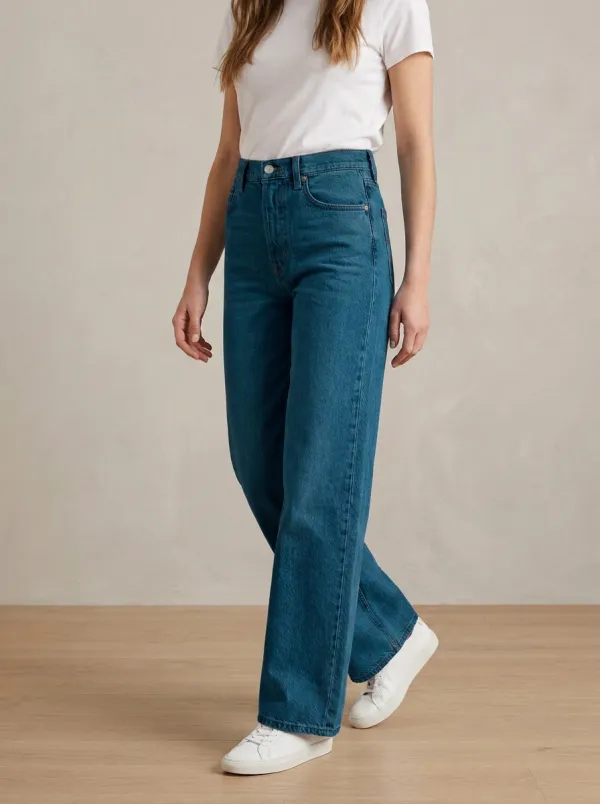 Straight-Leg High-Rise Washed Casual Denim Jeans