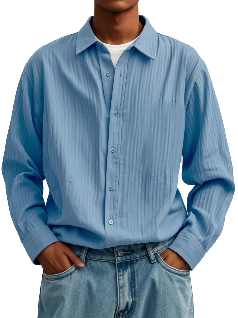 Long Sleeve Pleated Front Shirt
