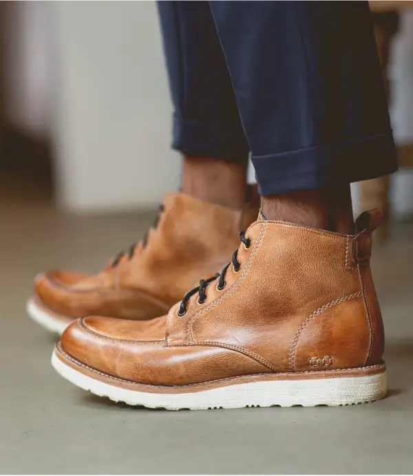 Apron-Toe Lace-Up Distressed Work Boots