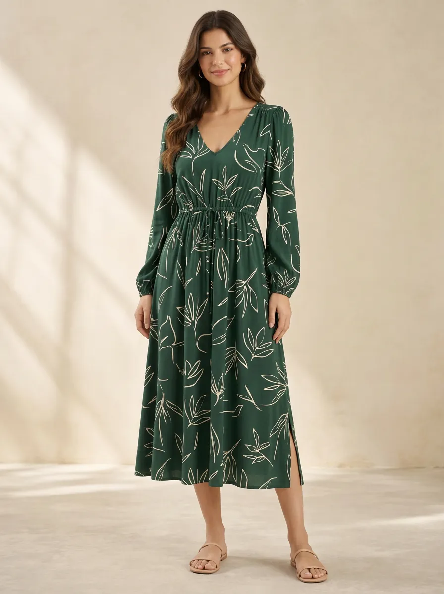 Women's Weekend Ready Botanical Leaf Print Dress