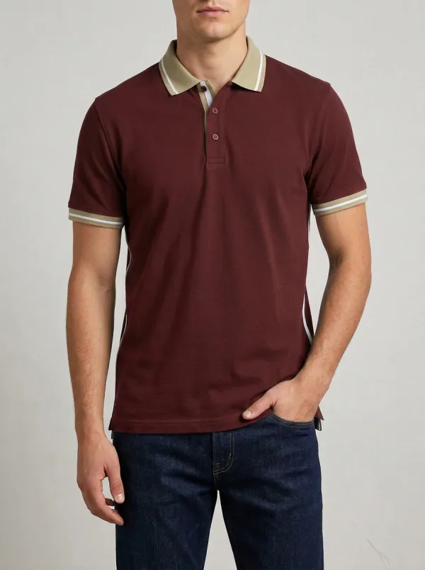 Men's Modern Relaxed Fit Contrast Collar Polo Shirt