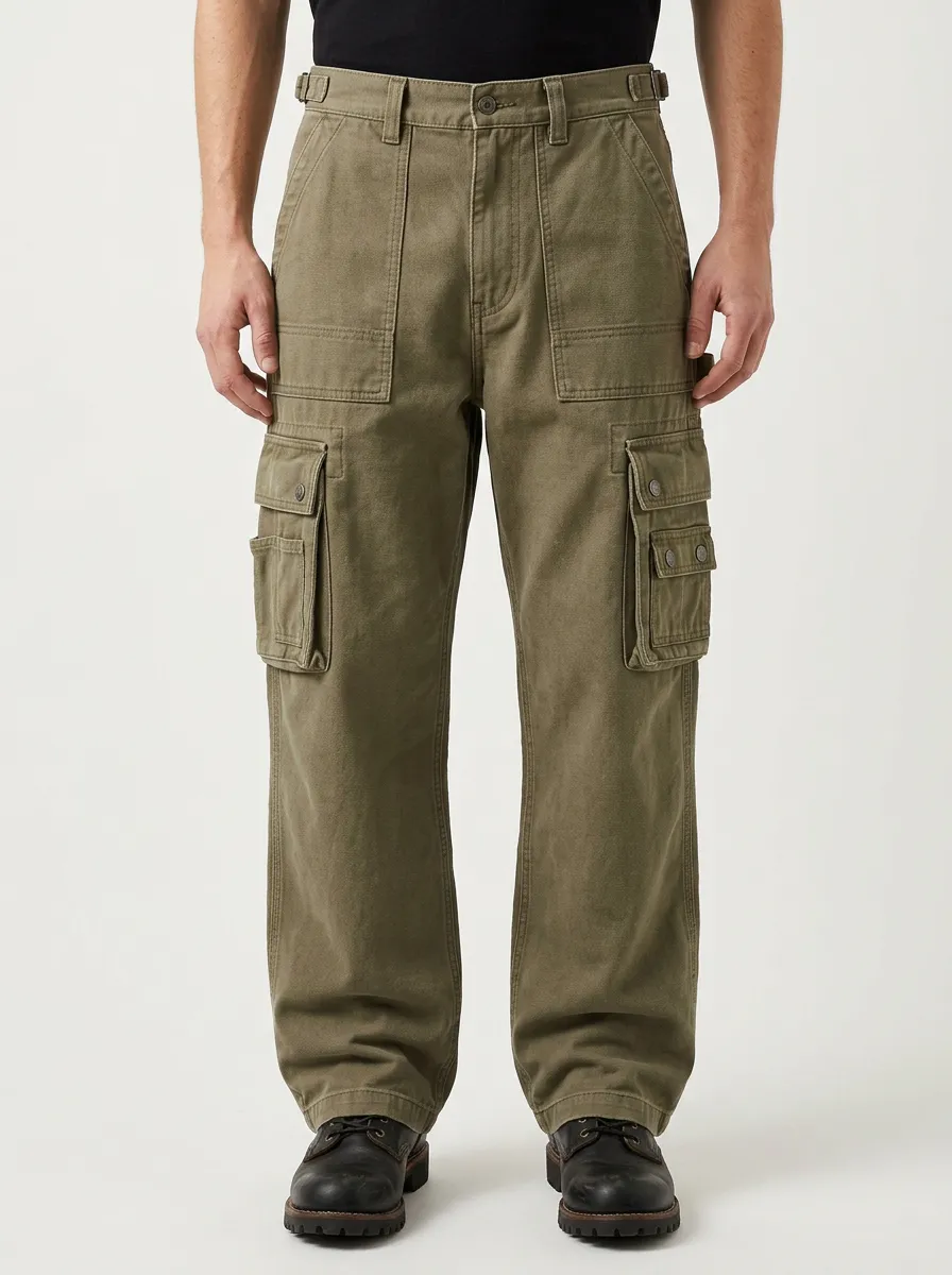 Men's Relaxed Canvas Military Tactical Cargo Pants