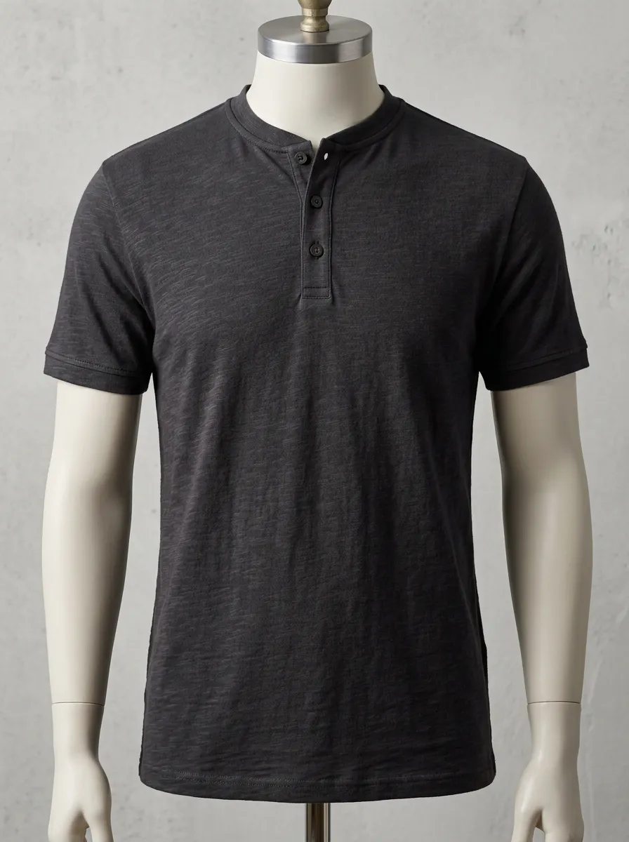 Modern Button-Placket Men's Short-Sleeve Henley Shirt