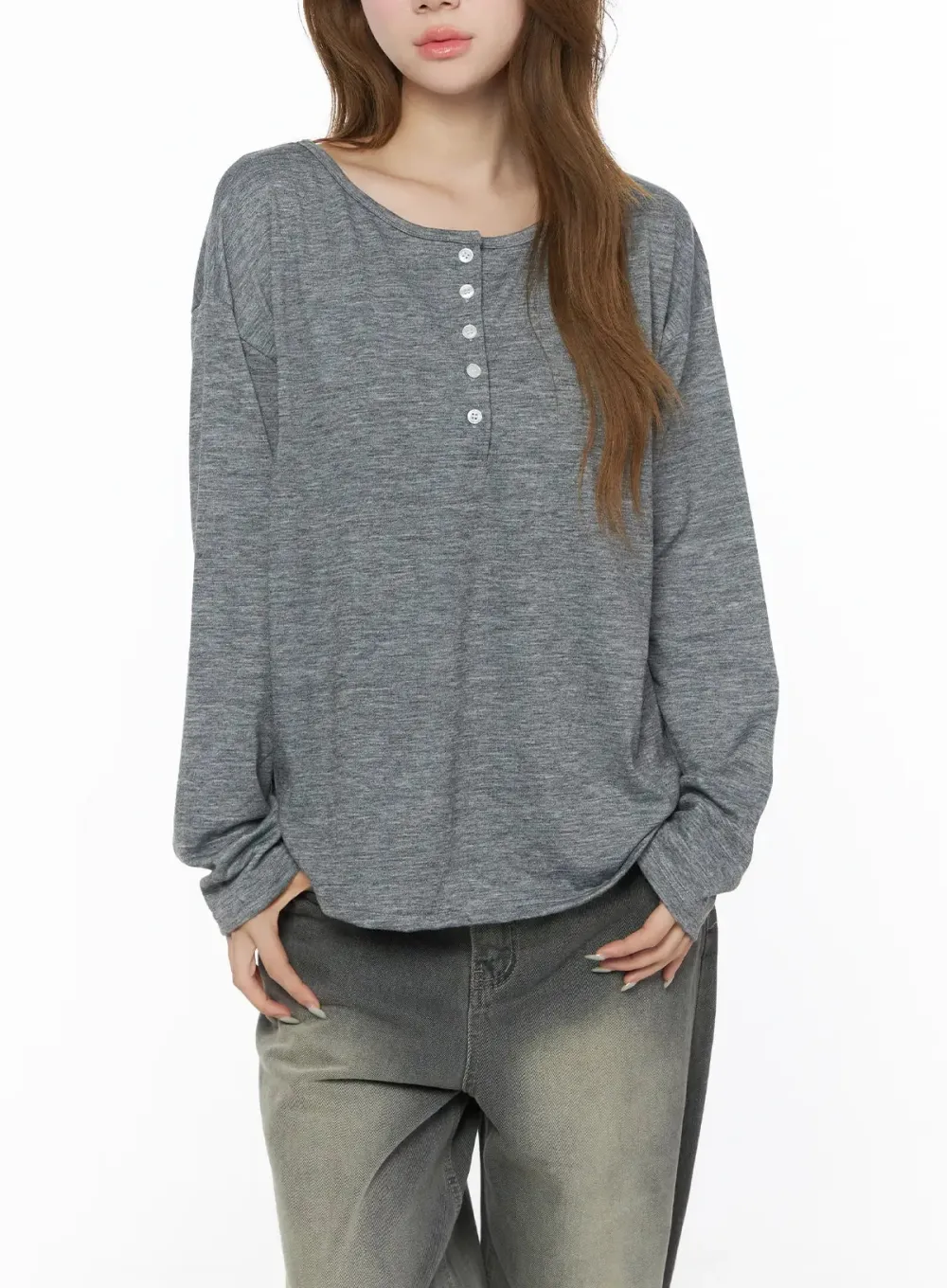 Basic Long Sleeve Henley Top