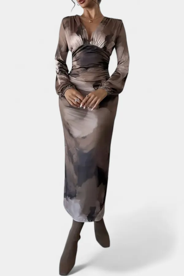 Gradient-Print Midi Dress