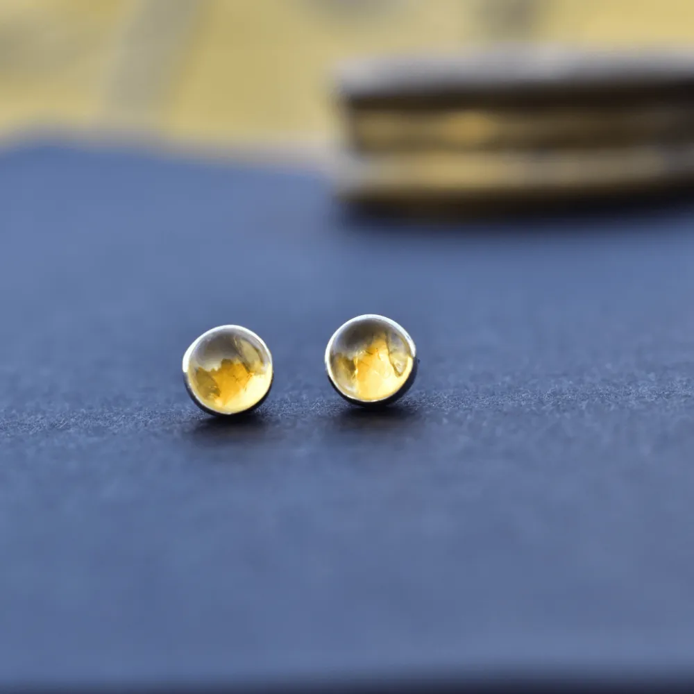 Star Citrine Stud Earrings