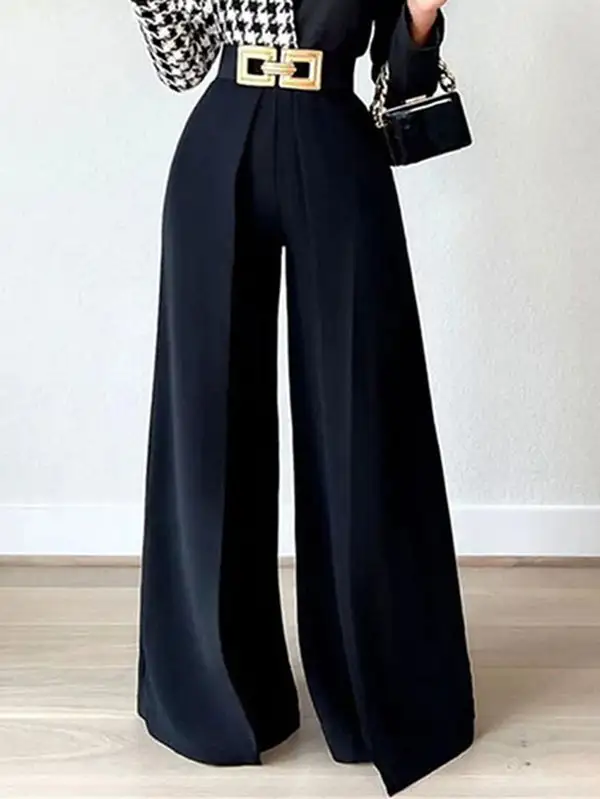 Women's Relaxed High Waist Loose Fit Pleated Pants