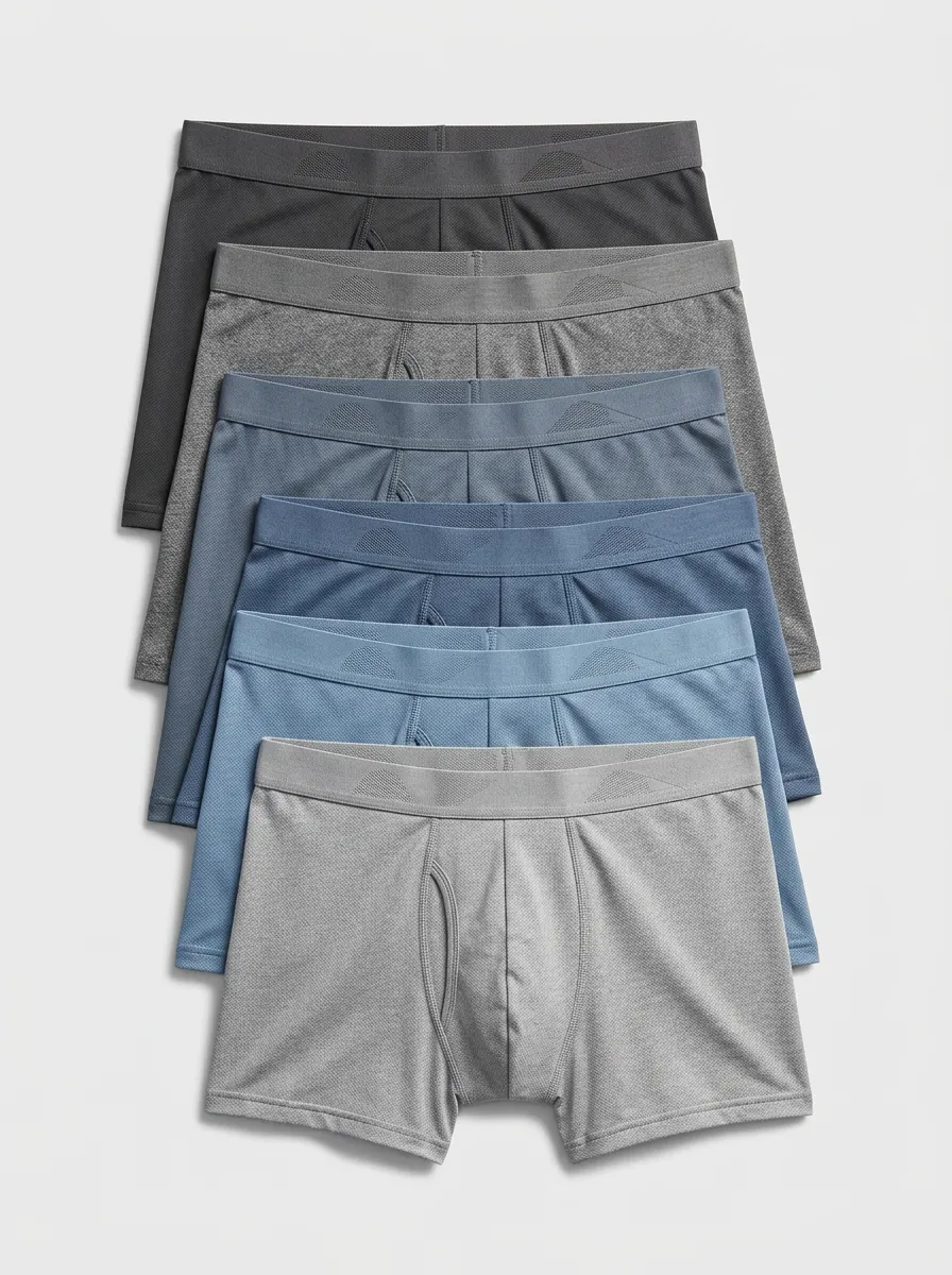 Men's Solid Color Breathable Mesh 6-Pack Boxer Briefs