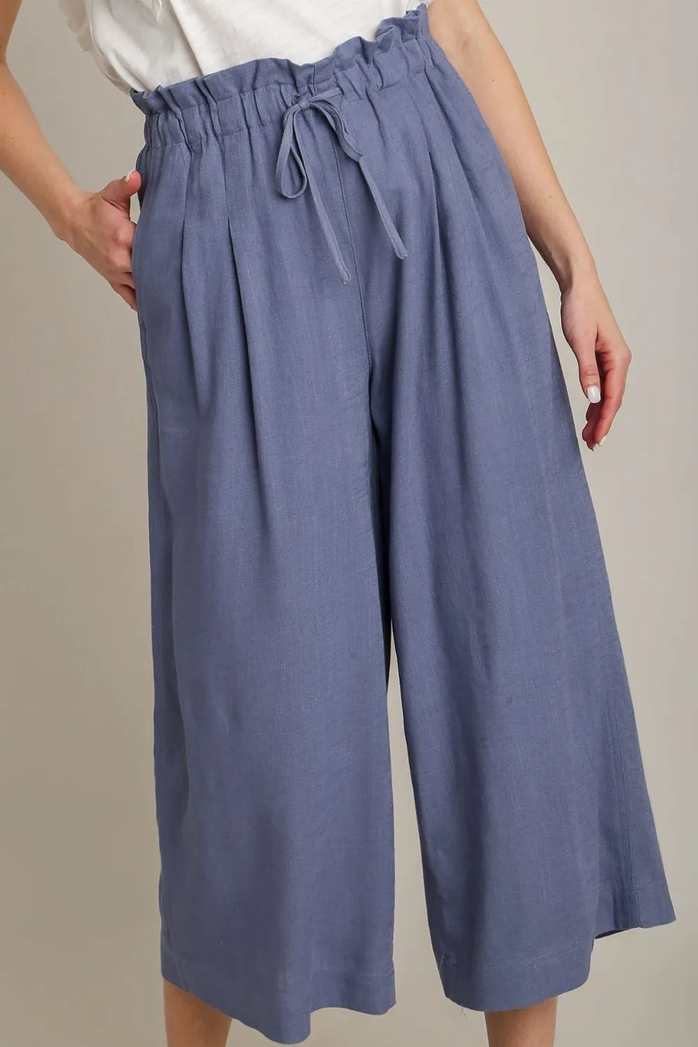 Linen Wide Fit Drawstring Plus Pants