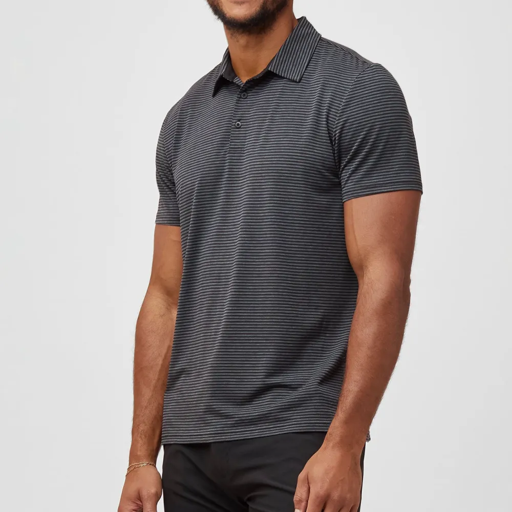 Classic Striped Performance Polo Shirt