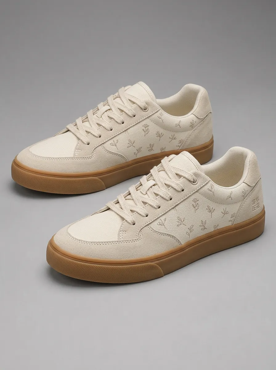 Men's Minimalist Botanical Floral Canvas Skate Shoes